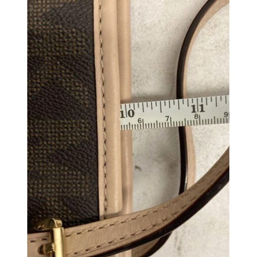 Michael‎ Kors Brown Jet Set Monogram Tote Bag With Beige Straps & Logo Charm - Picture 7 of 7